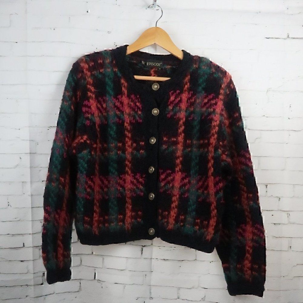 Epsode Women's Multicolor Plaid Cardigan Sweater